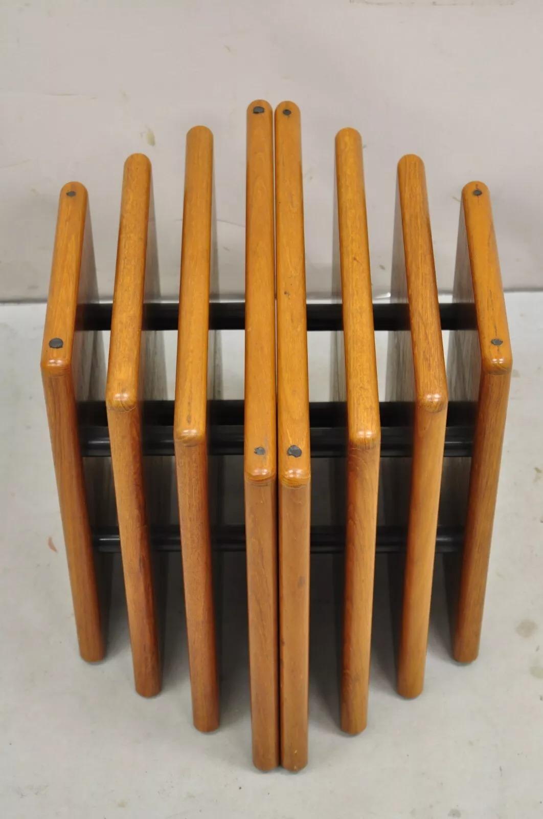 20th Century Vintage Mid Century Danish Modern Stacked Teak Double Pedestal Coffee Table Base