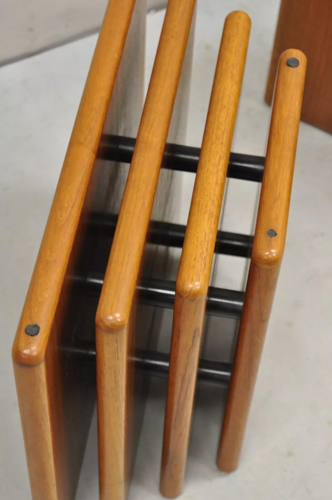 Vintage Mid Century Danish Modern Stacked Teak Double Pedestal Coffee Table Base 1