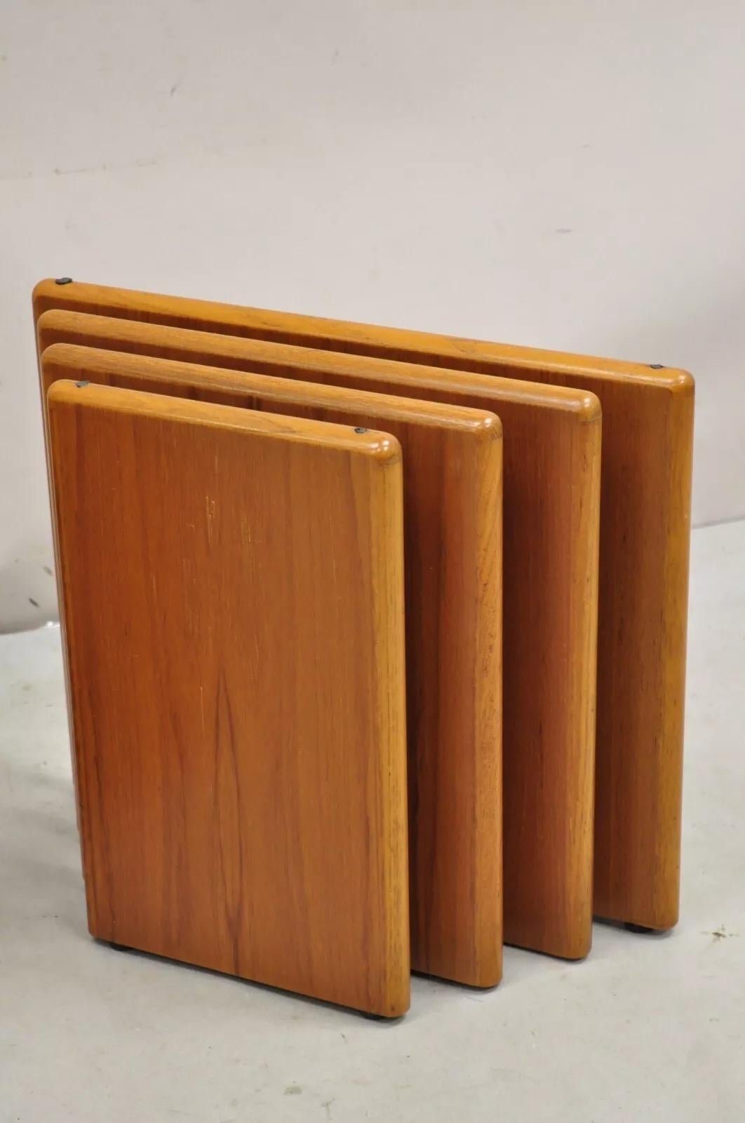 Vintage Mid Century Danish Modern Stacked Teak Double Pedestal Coffee Table Base 2