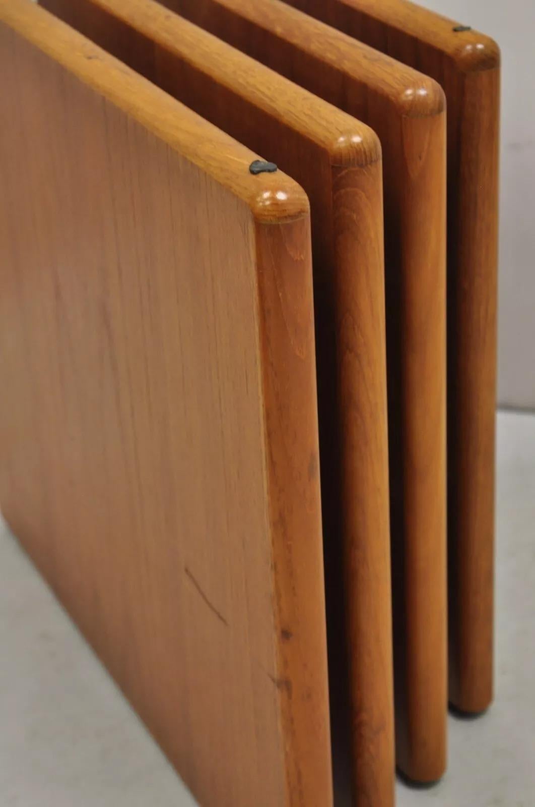 Vintage Mid Century Danish Modern Stacked Teak Double Pedestal Coffee Table Base 3