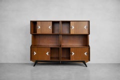 Vintage Mid-Century Danish Modern Teak Buffet with Hand-Painted Pattern, 1950s