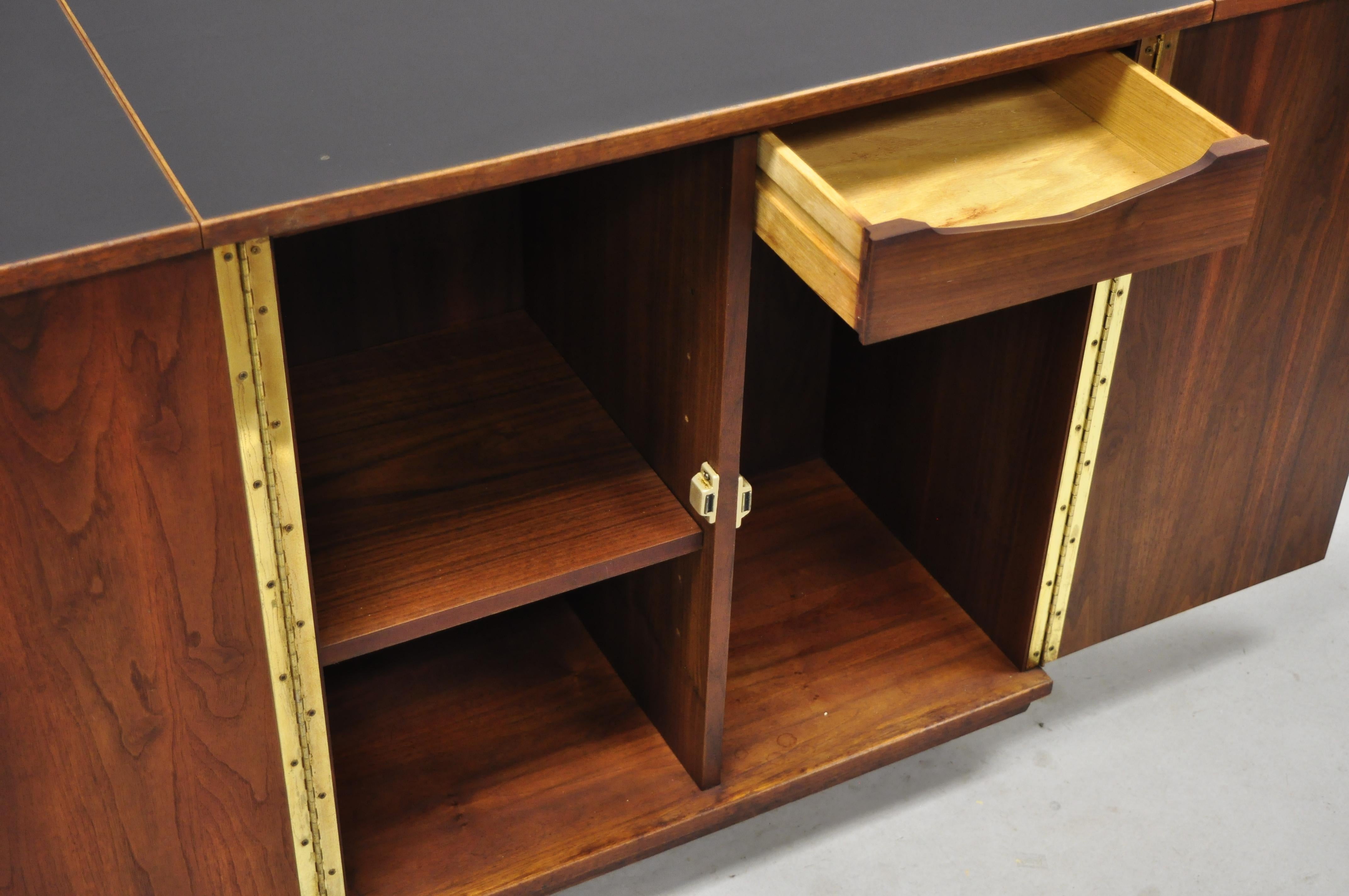 Mid-Century Modern Vintage Midcentury Danish Modern Teak Drop-Leaf Rolling Bar Cart Cabinet