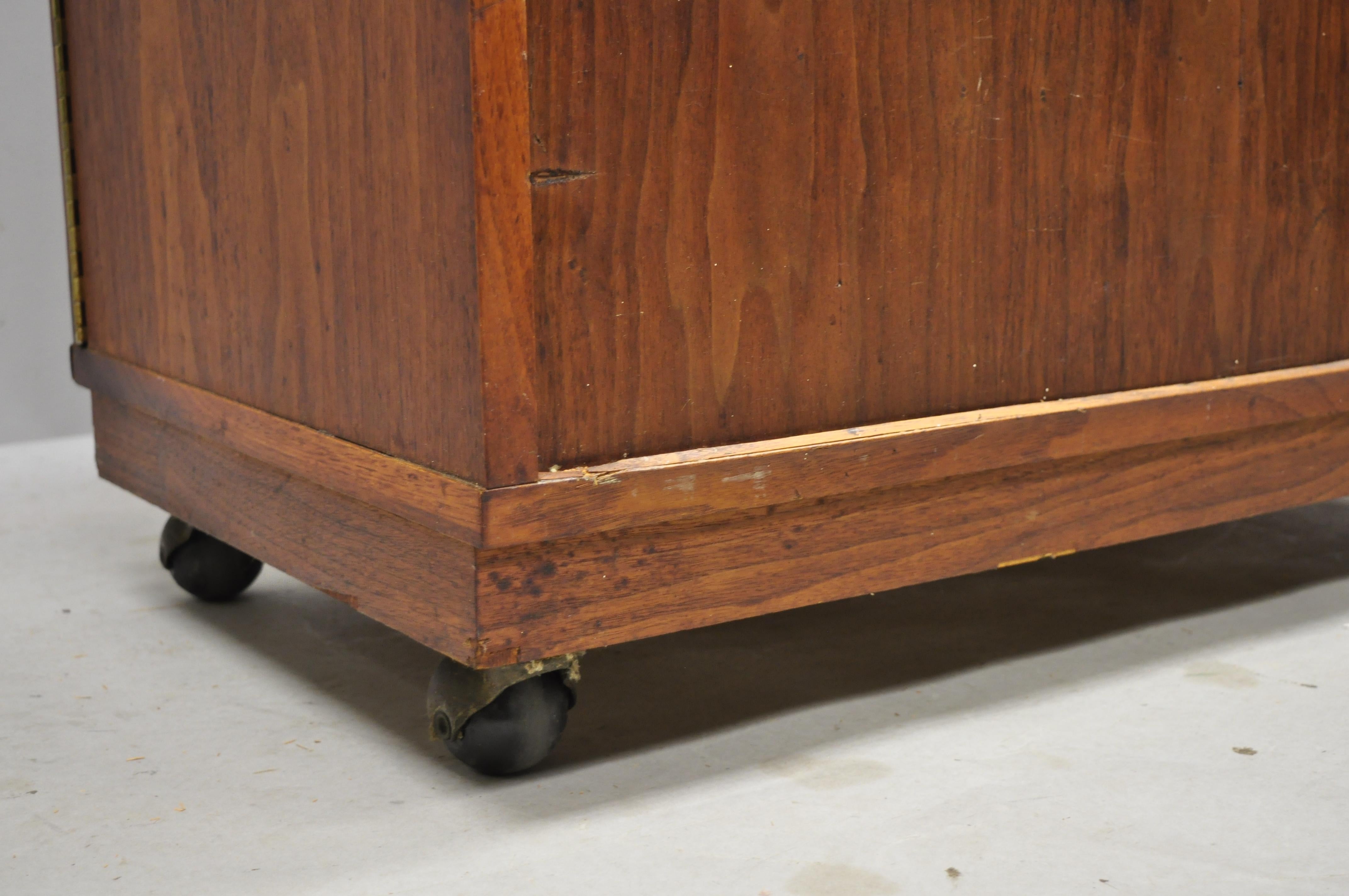 Laminate Vintage Midcentury Danish Modern Teak Drop-Leaf Rolling Bar Cart Cabinet