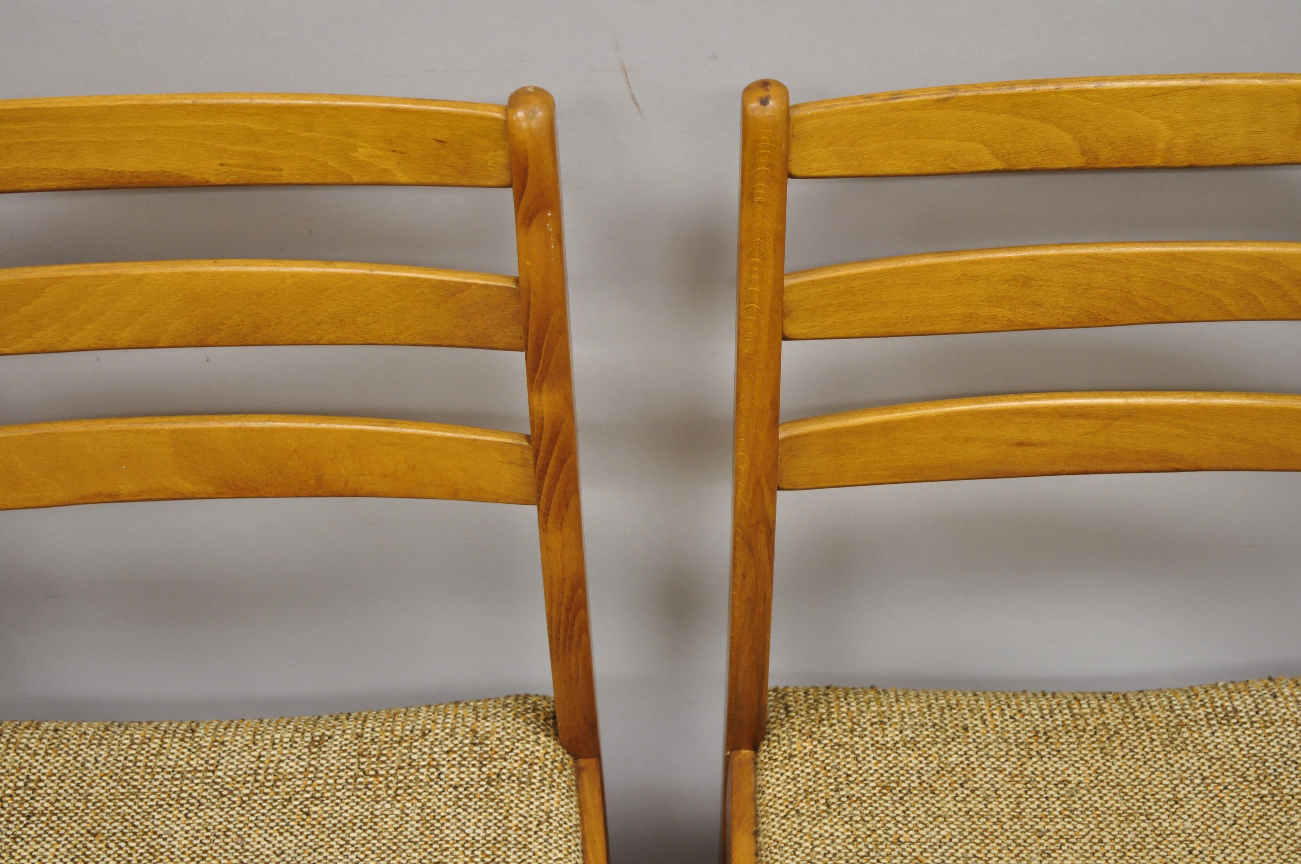 Vintage Midcentury Danish Modern Teak Ladderback Dining Room Chairs, Set of 4 For Sale 3