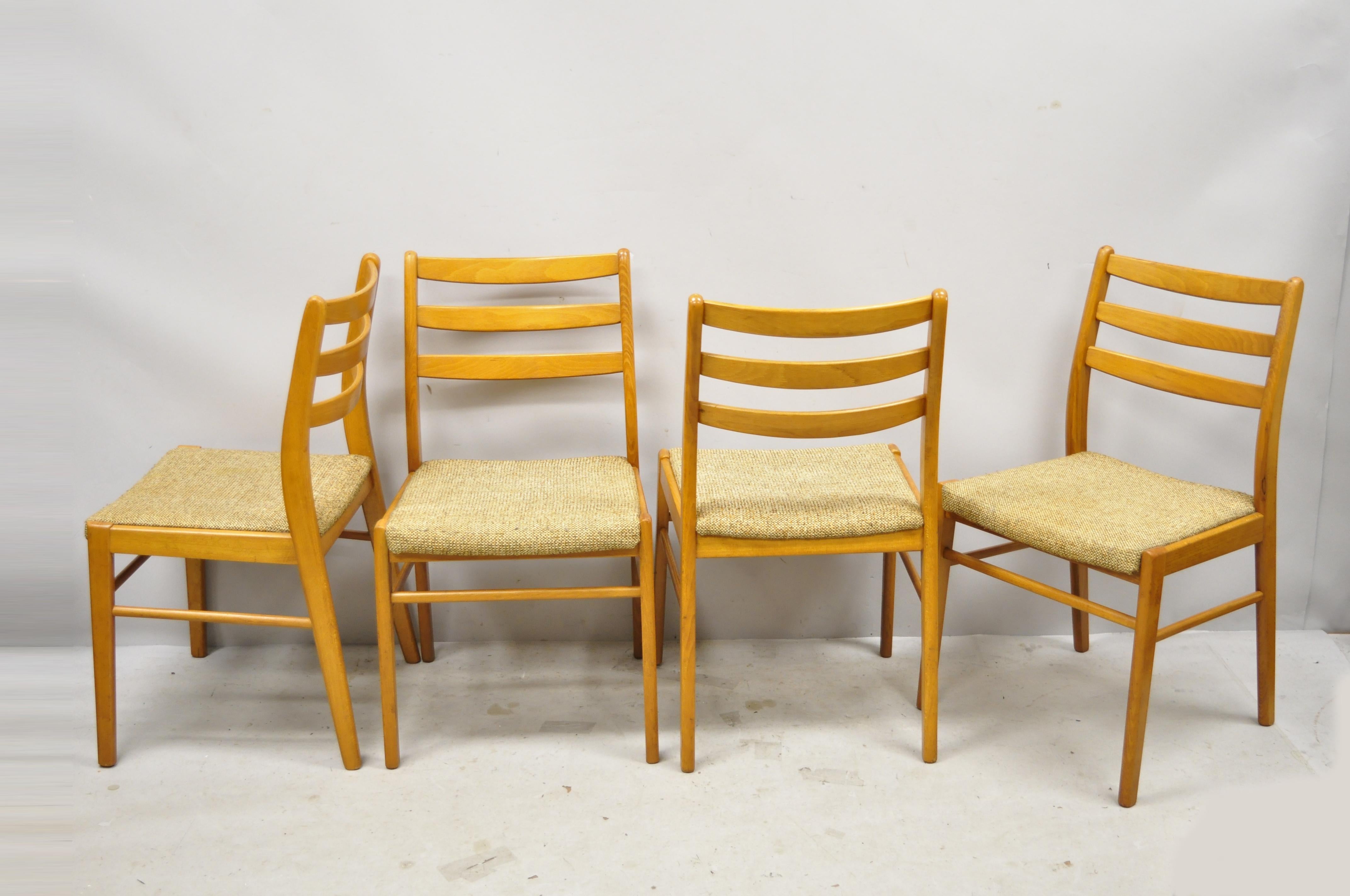 Vintage Midcentury Danish Modern Teak Ladderback Dining Room Chairs, Set of 4 For Sale 5