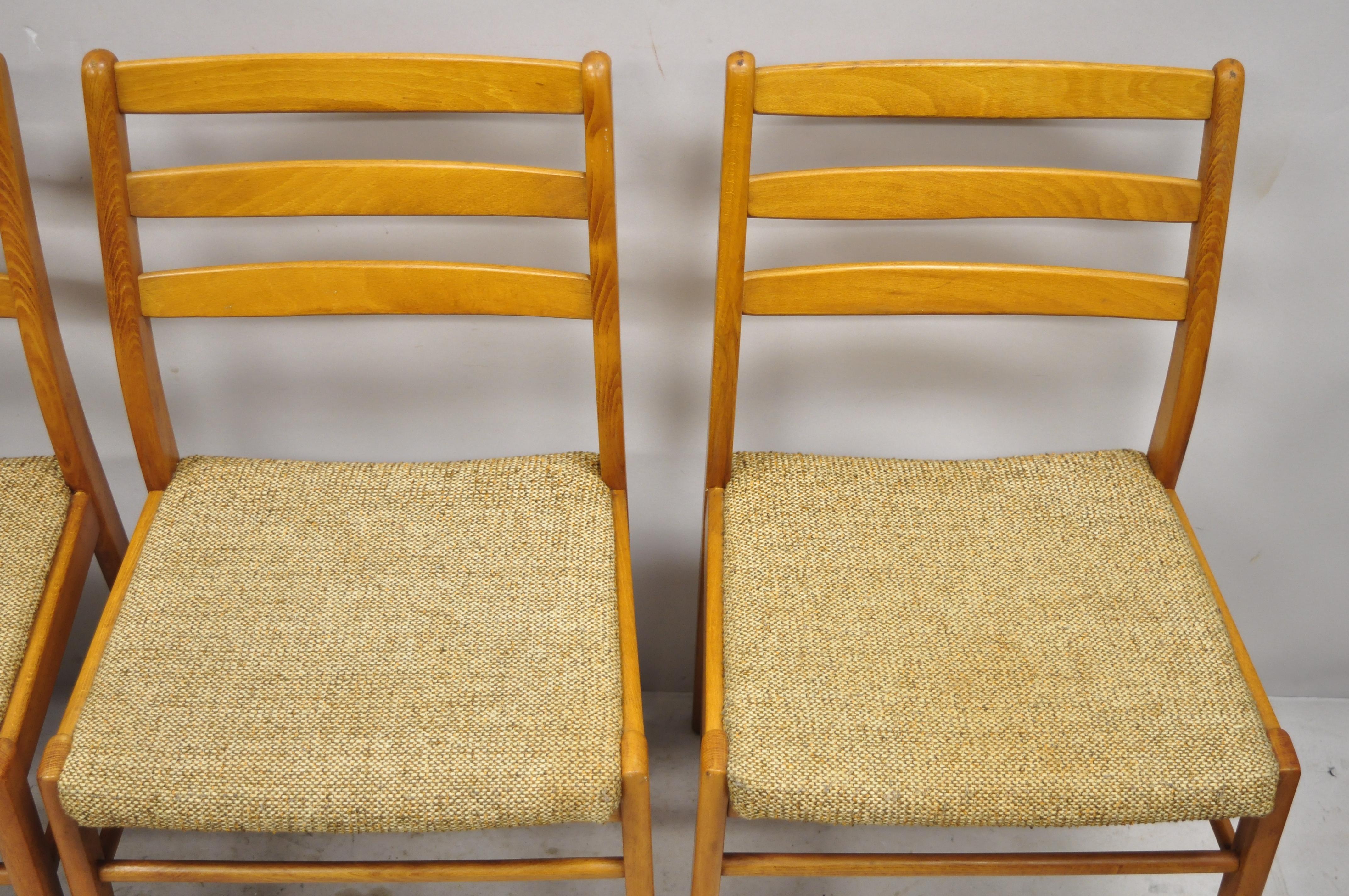 Mid-Century Modern Vintage Midcentury Danish Modern Teak Ladderback Dining Room Chairs, Set of 4 For Sale