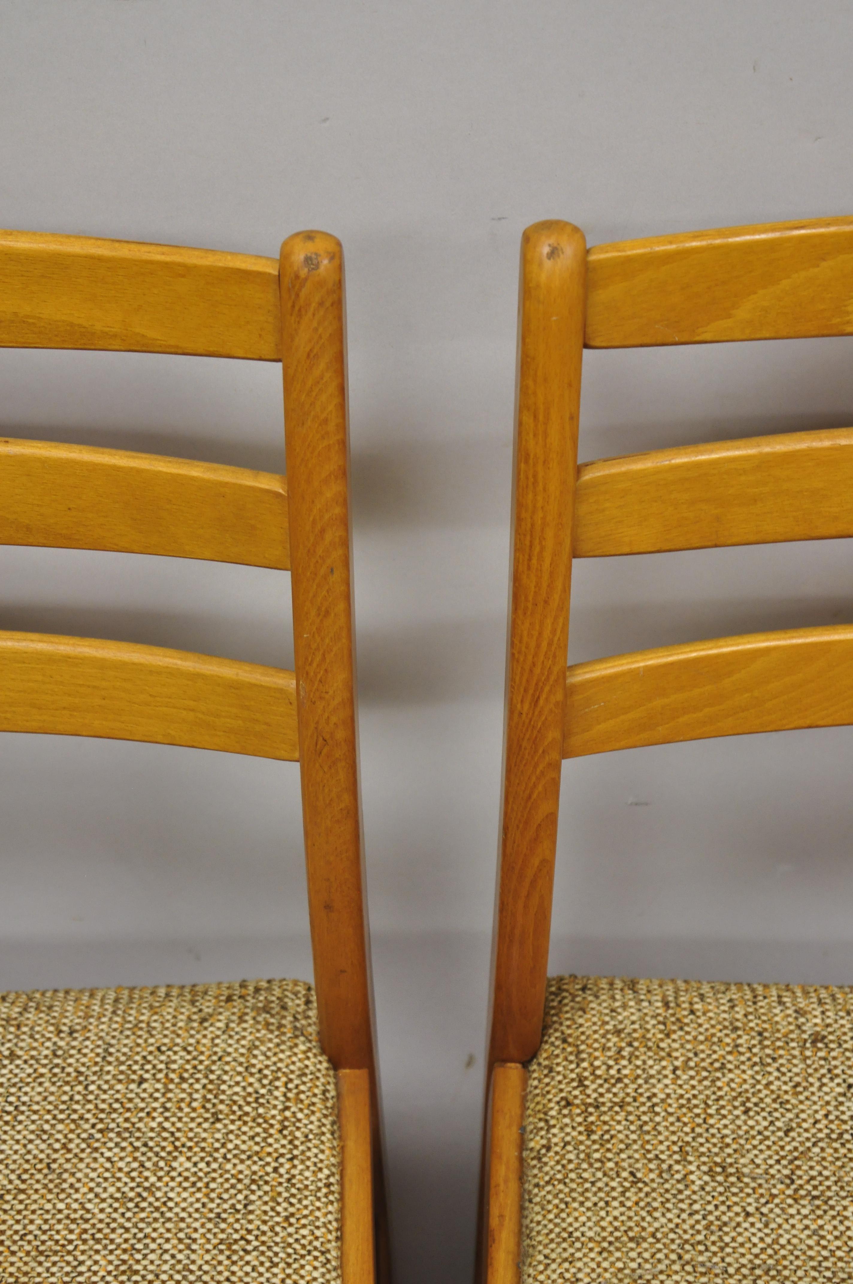 Vintage Midcentury Danish Modern Teak Ladderback Dining Room Chairs, Set of 4 In Good Condition For Sale In Philadelphia, PA