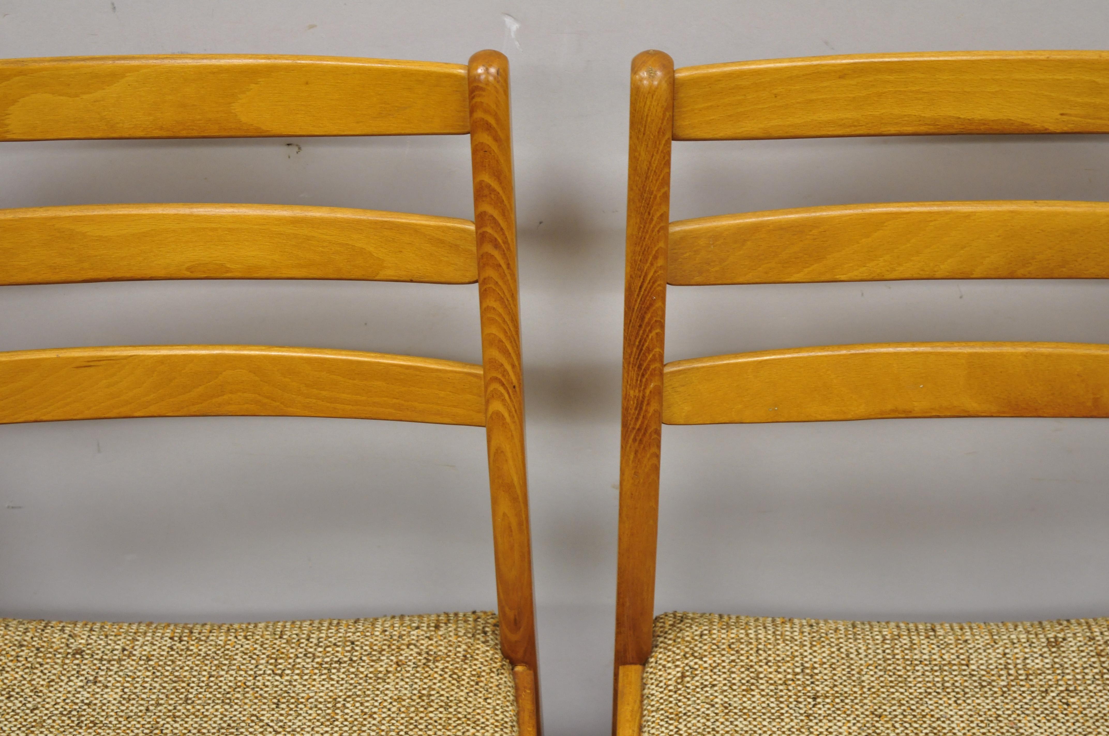 Vintage Midcentury Danish Modern Teak Ladderback Dining Room Chairs, Set of 4 For Sale 2