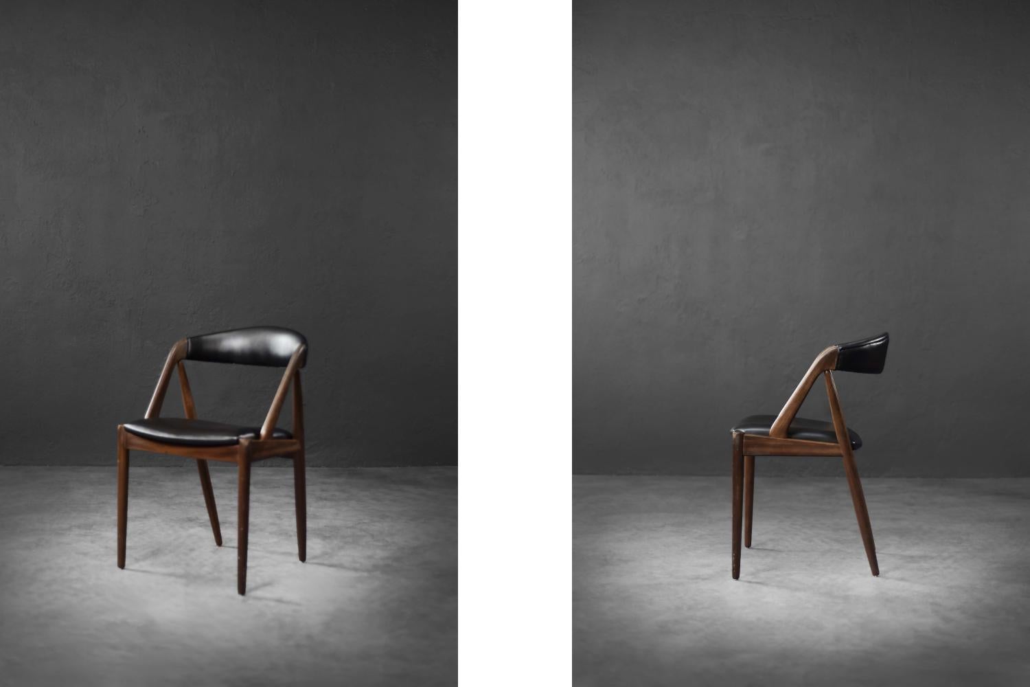Vintage Mid-Century Danish Modern Teak Office Chair Model 31 von Kai Kristiansen (Kunstleder) im Angebot