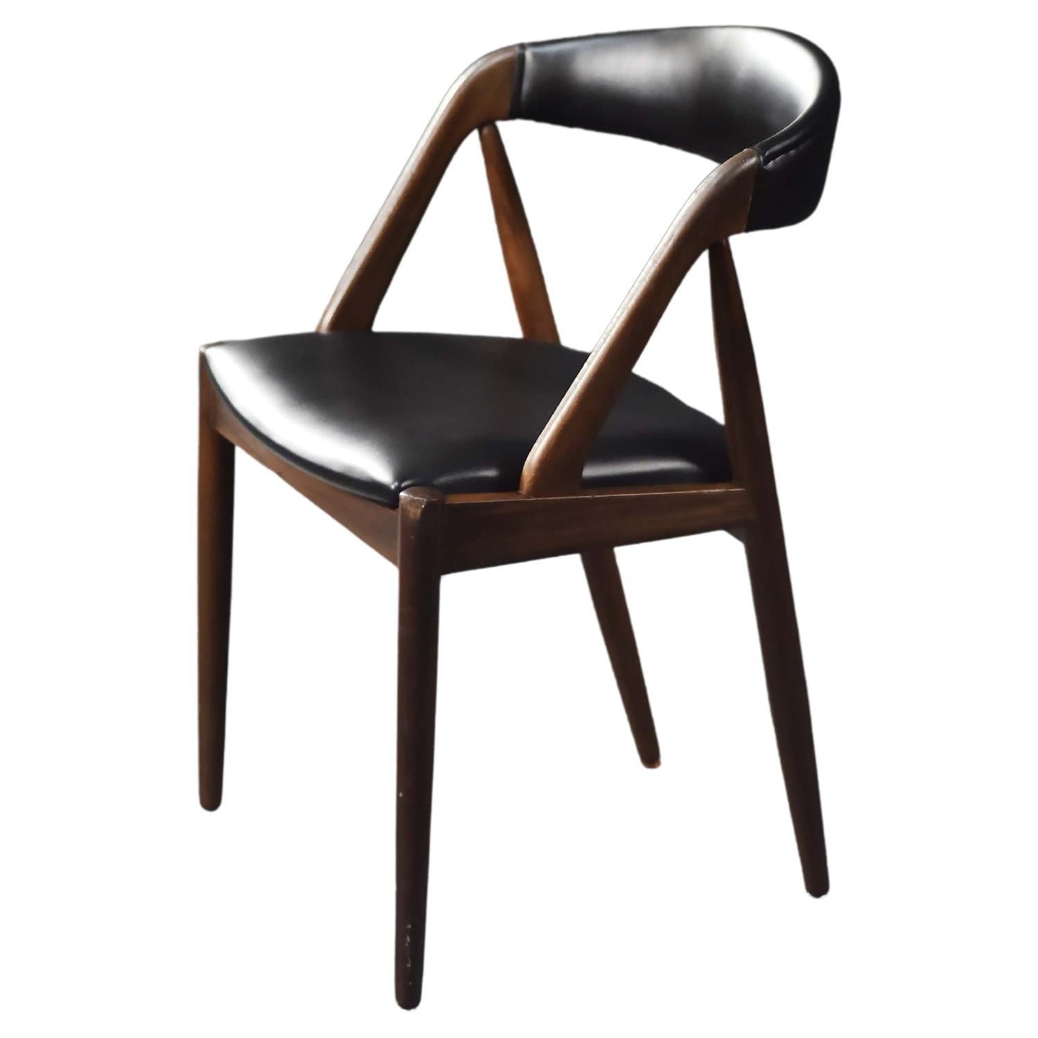 Silla de oficina vintage de teca moderna danesa de mediados de siglo Modelo 31 de Kai Kristiansen