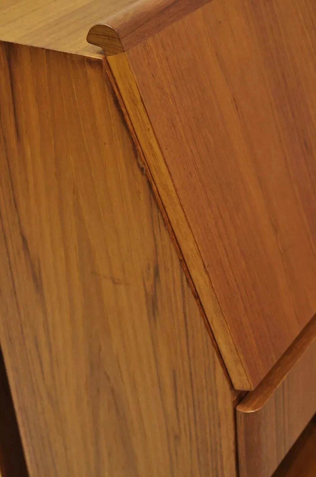 Vintage Mid Century Danish Modern Teak Tall Bedside Cabinet Nightstands - Pair For Sale 1