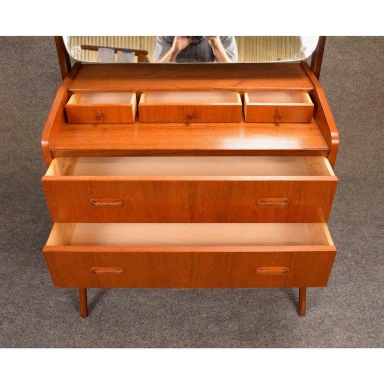 Vintage Midcentury Danish Modern Teak Vanity Dresser at 1stDibs