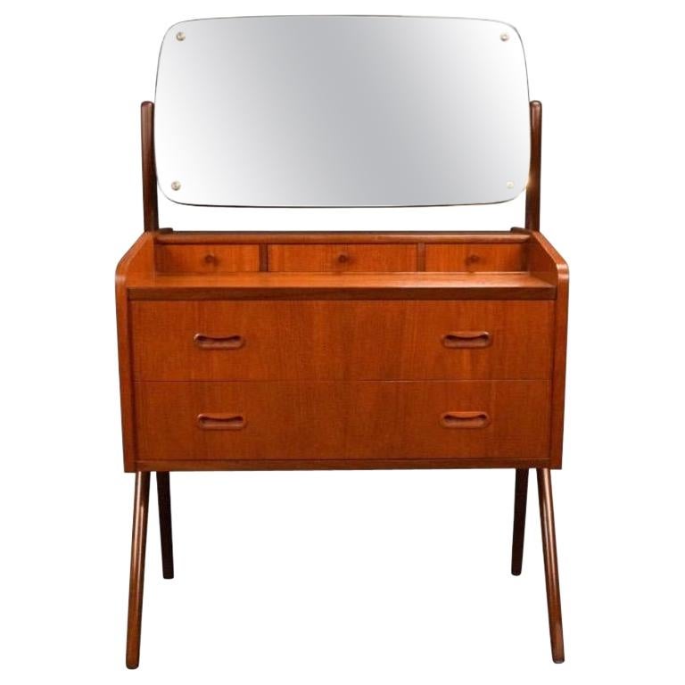 Vintage Midcentury Danish Modern Teak Vanity Dresser at 1stDibs