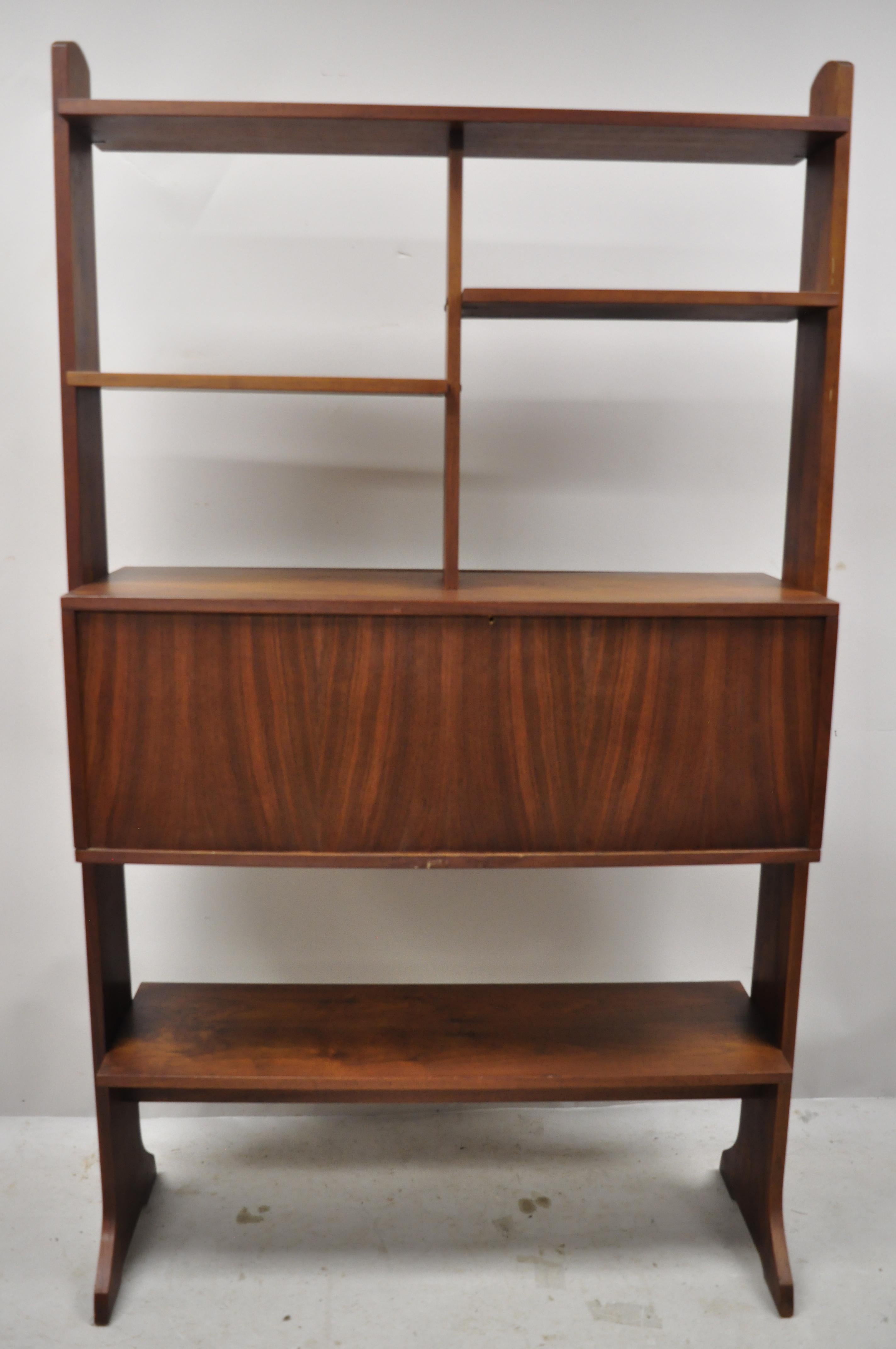 Vintage Midcentury Danish Modern Teak Wall Unit Desk Bookcase Display Cabinet 5
