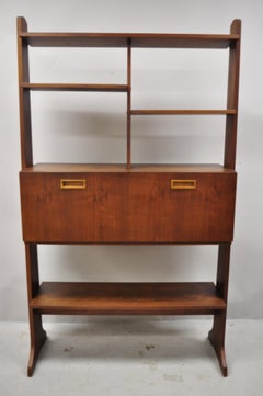 Vintage Midcentury Danish Modern Teak Wall Unit Desk Bookcase Display Cabinet