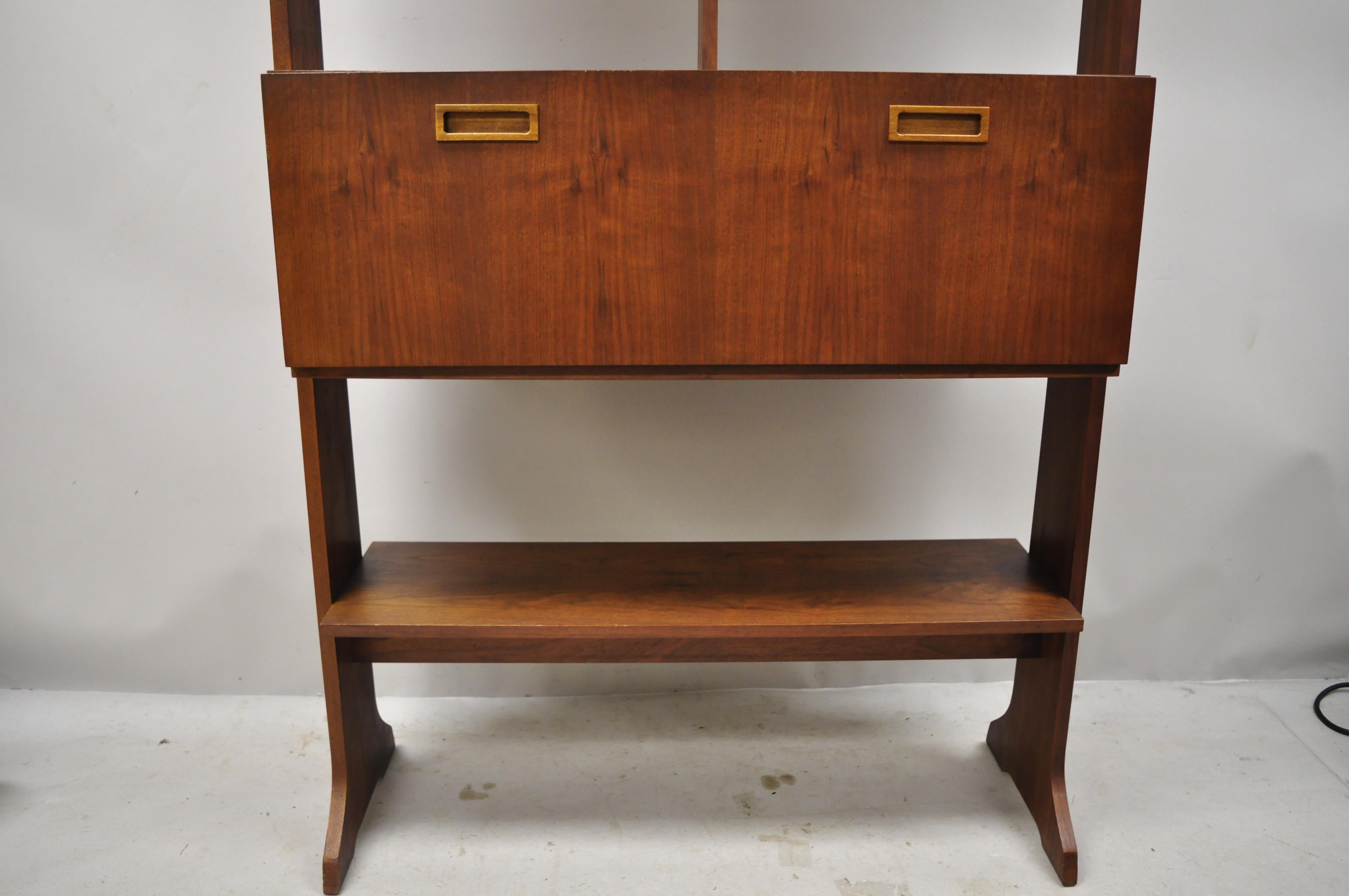 Mid-Century Modern Vintage Midcentury Danish Modern Teak Wall Unit Desk Bookcase Display Cabinet