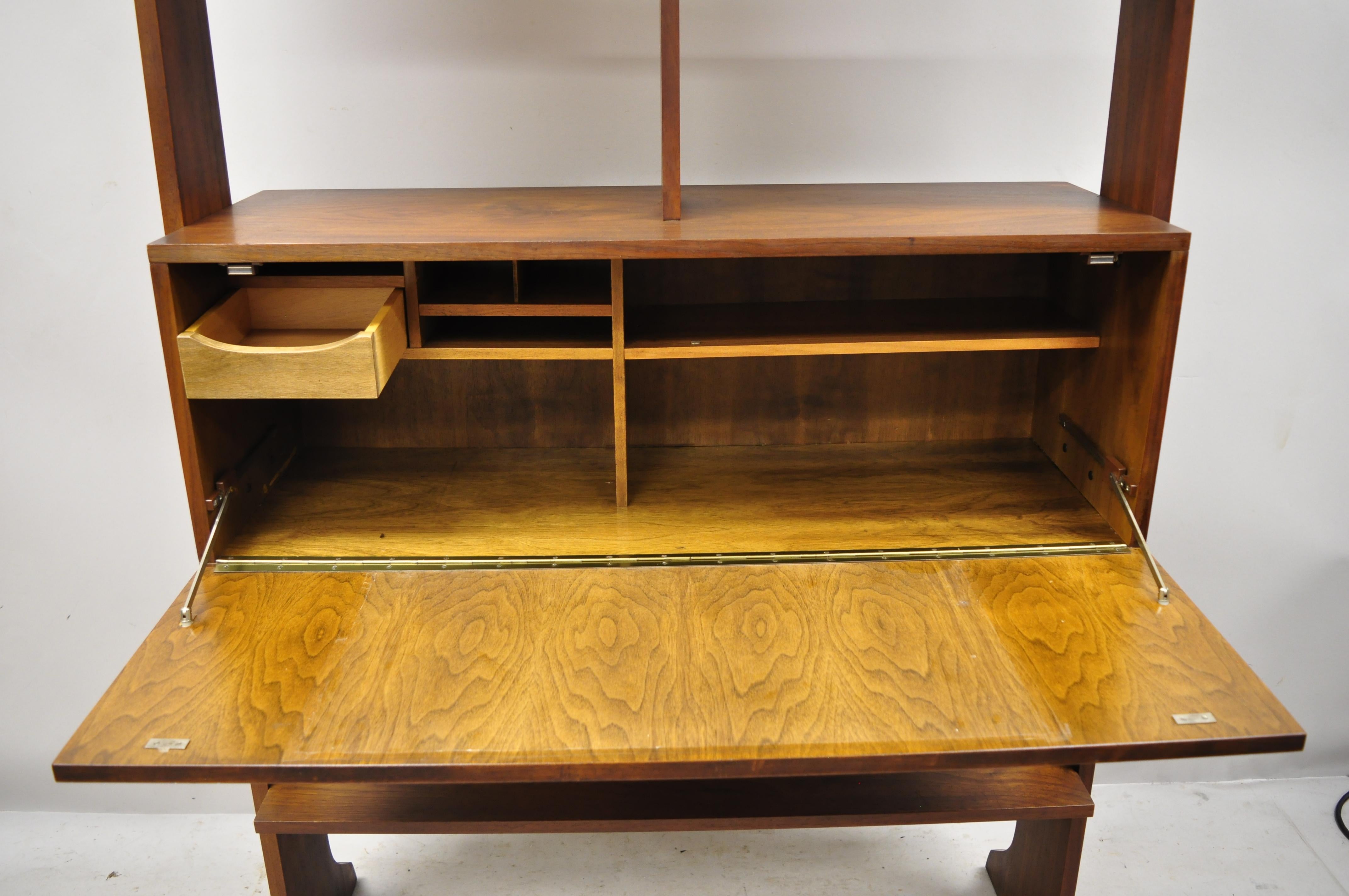 20th Century Vintage Midcentury Danish Modern Teak Wall Unit Desk Bookcase Display Cabinet