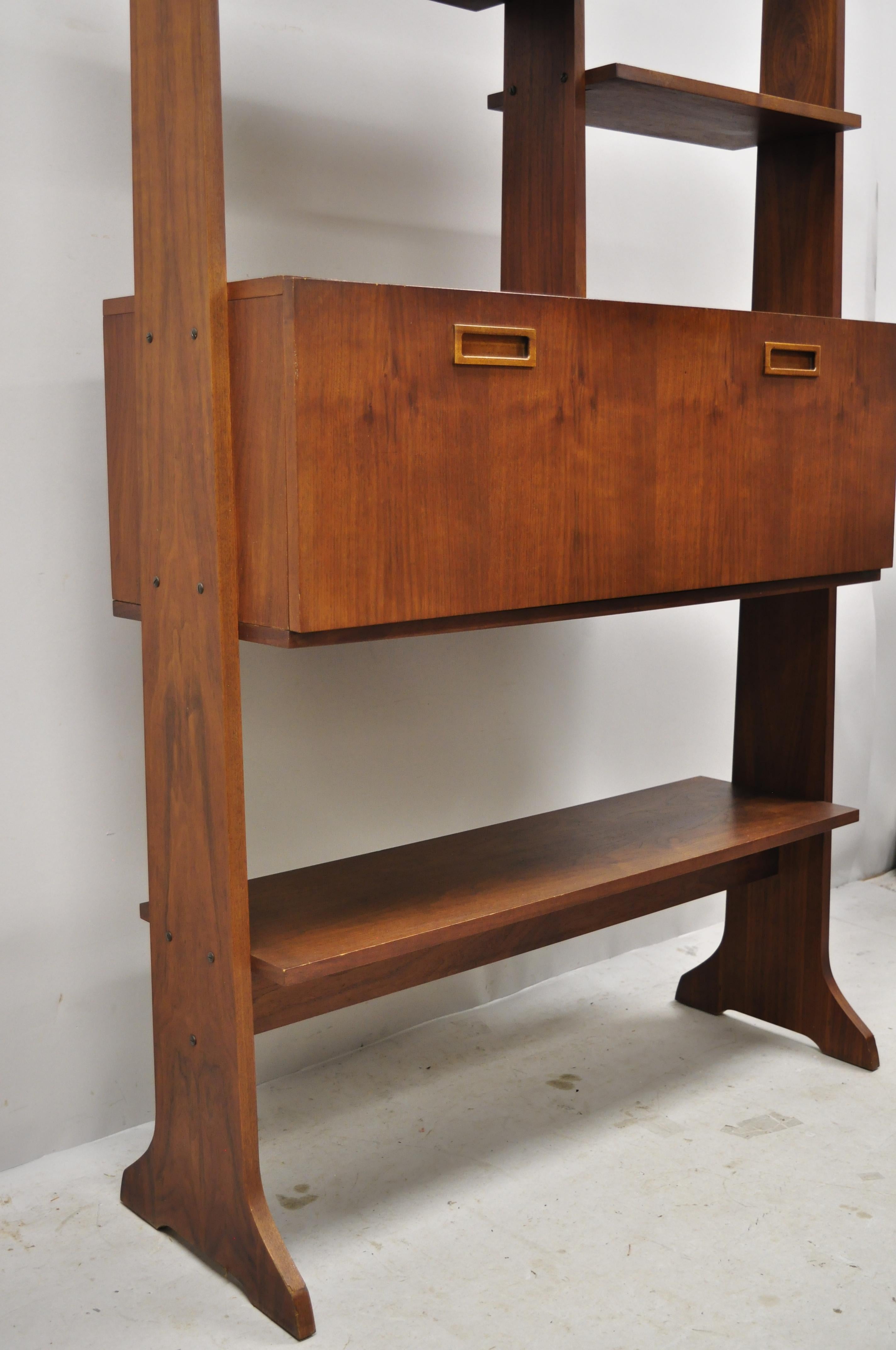 Vintage Midcentury Danish Modern Teak Wall Unit Desk Bookcase Display Cabinet 4