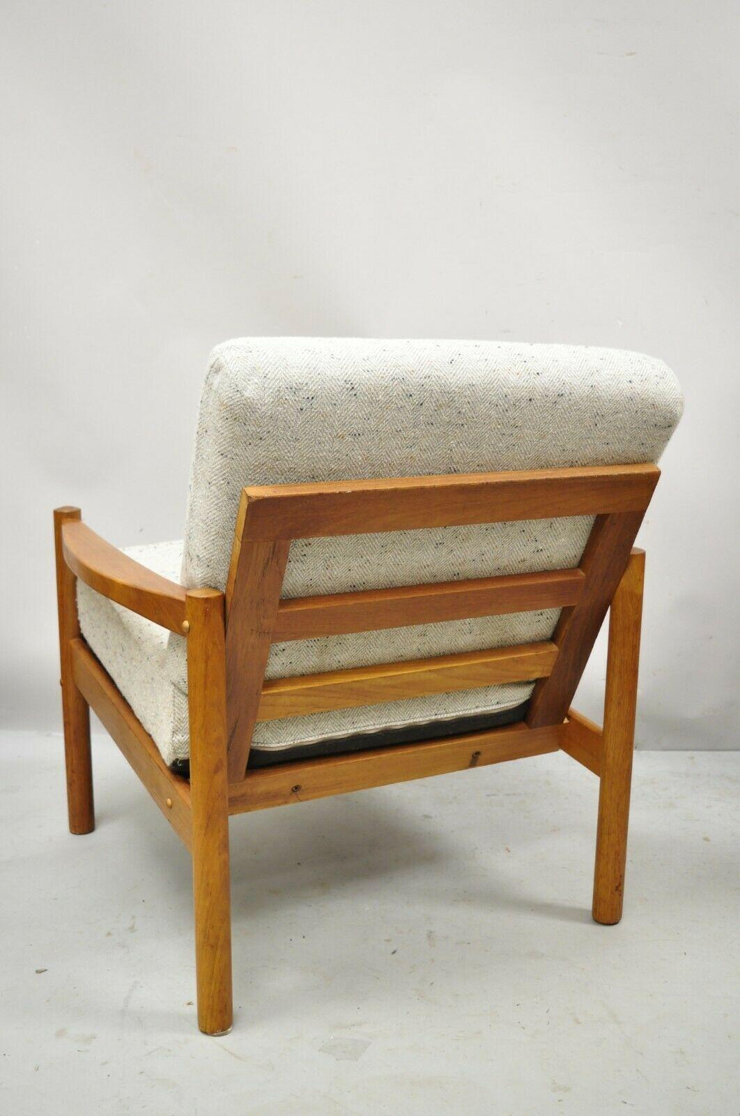 Vintage Mid Century Danish Modern Teak Wood Lounge Club Arm Chair Domino Mobler For Sale 4