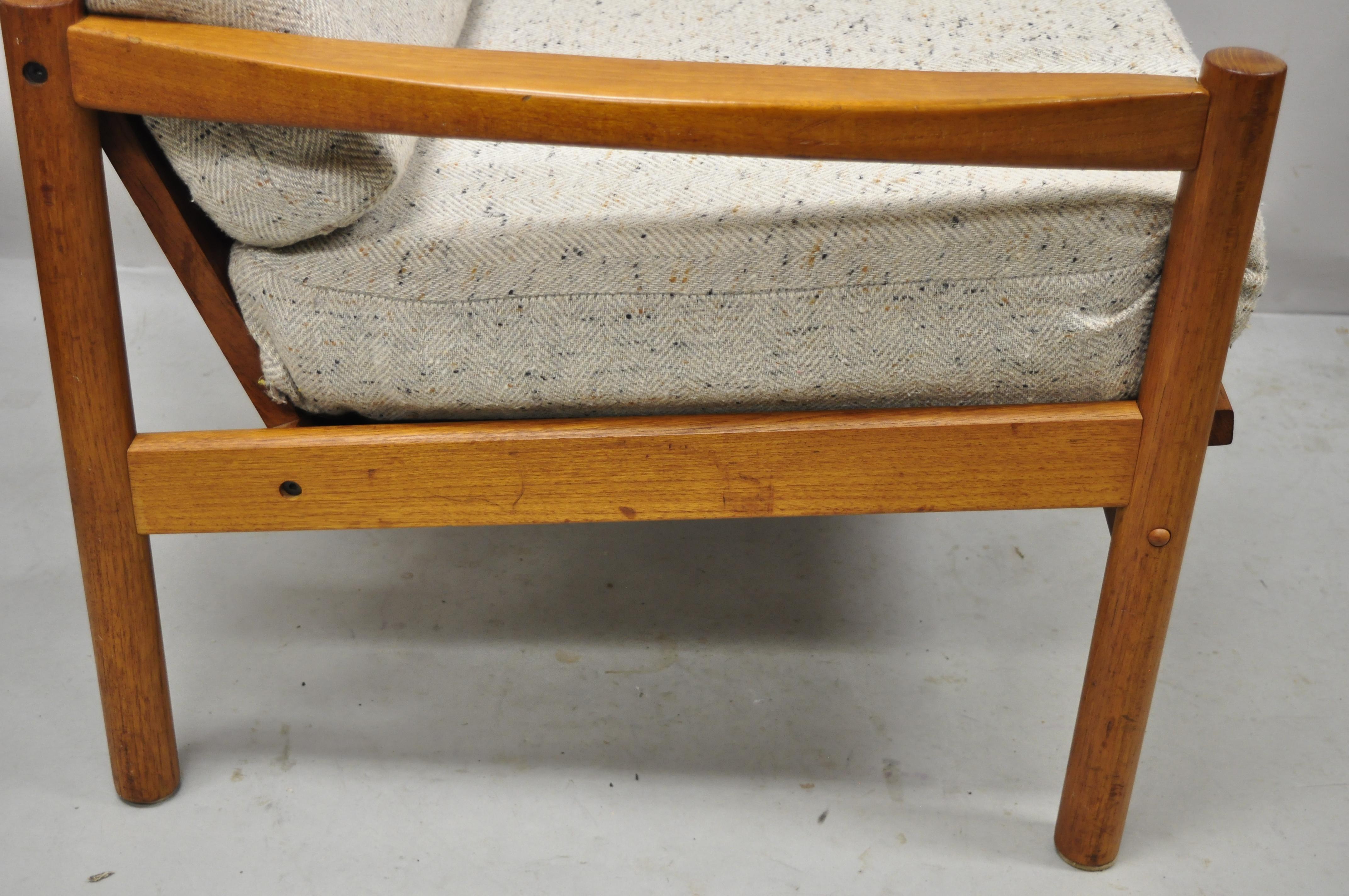 Vintage Mid Century Danish Modern Teak Wood Lounge Club Arm Chair Domino Mobler 3