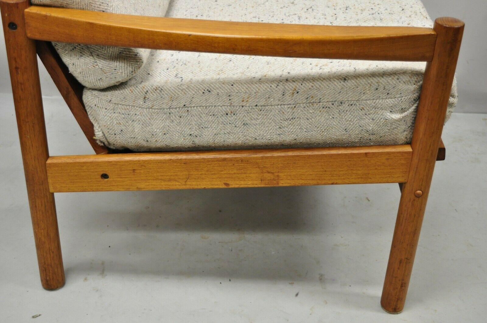 Vintage Mid Century Danish Modern Teak Wood Lounge Club Arm Chair Domino Mobler For Sale 5