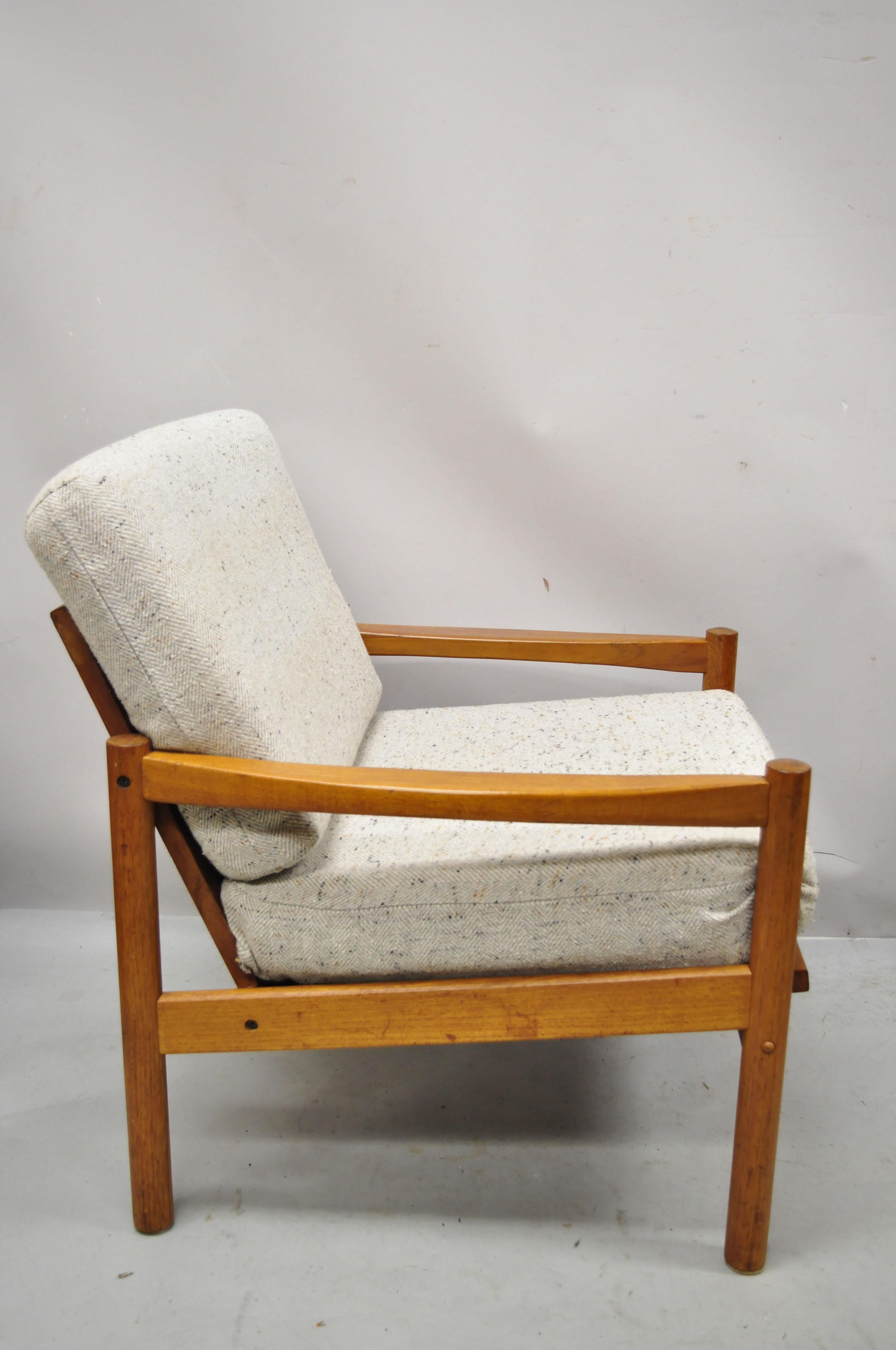 Vintage Mid Century Danish Modern Teak Wood Lounge Club Arm Chair Domino Mobler 4