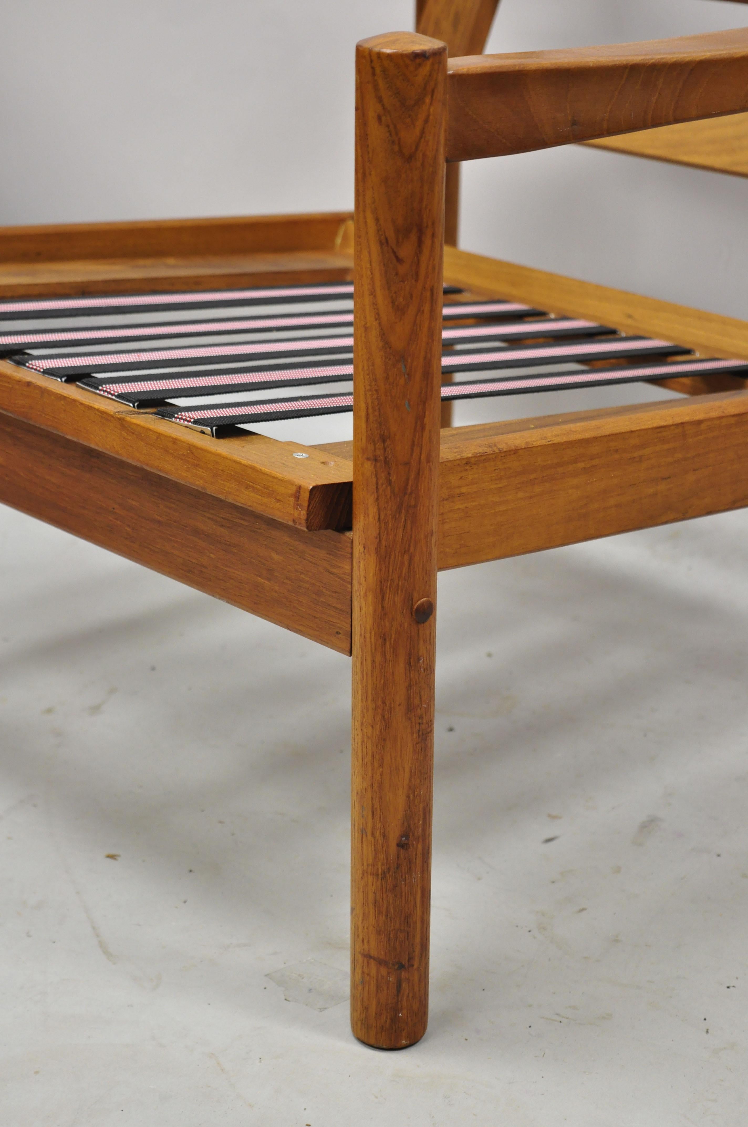 Vintage Mid Century Danish Modern Teak Wood Lounge Club Arm Chair Domino Mobler 1