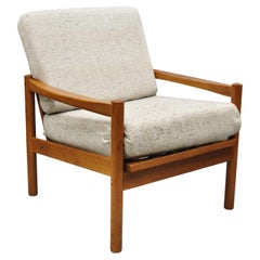 Vintage Mid Century Danish Modern Teak Wood Lounge Club Arm Chair Domino Mobler