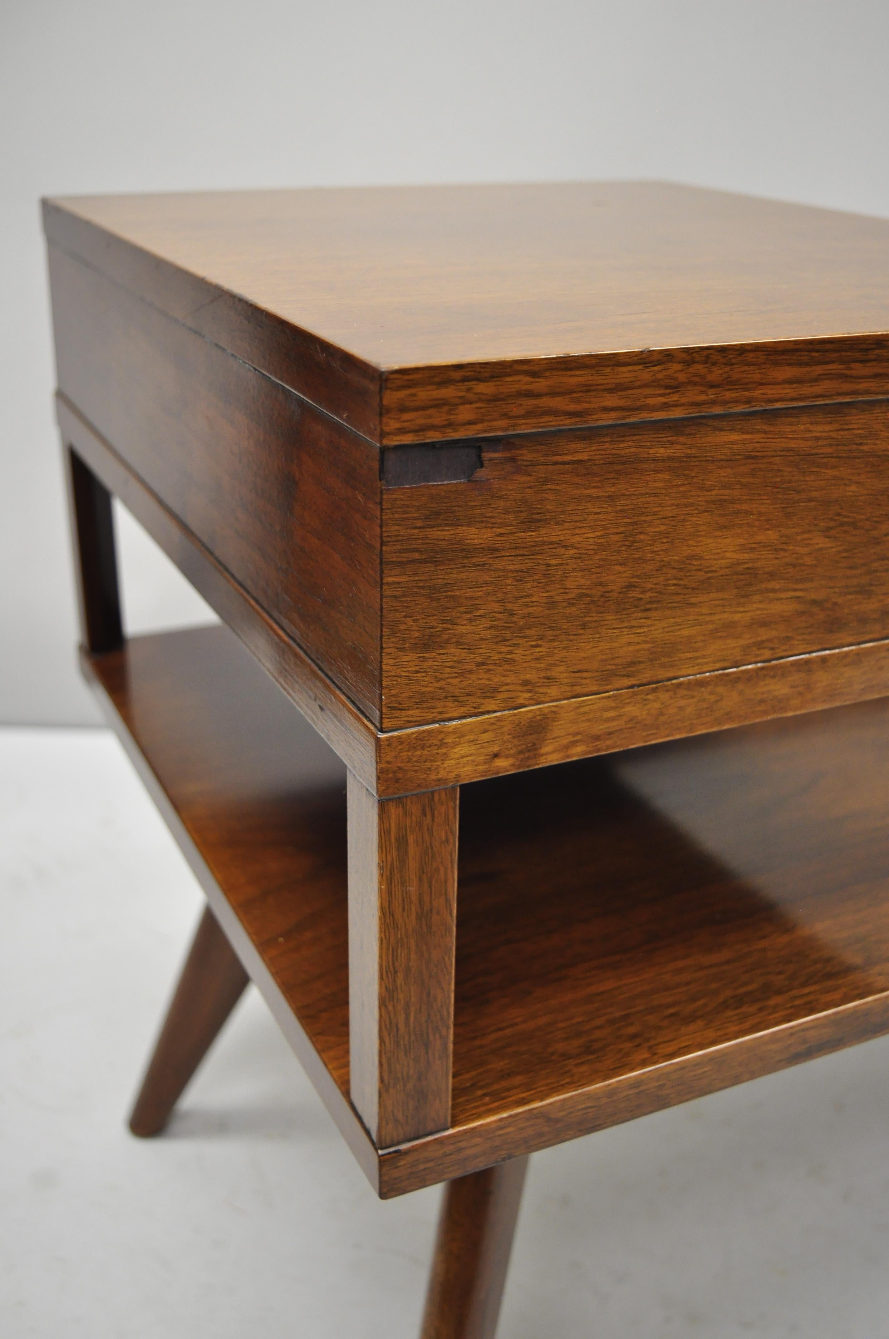 20th Century Vintage Midcentury Danish Modern Walnut and Glass Two-Tier Step End Tables
