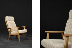 Fauteuil de salon danois vintage moderne du milieu du siècle en bois et tissu beige de Durup