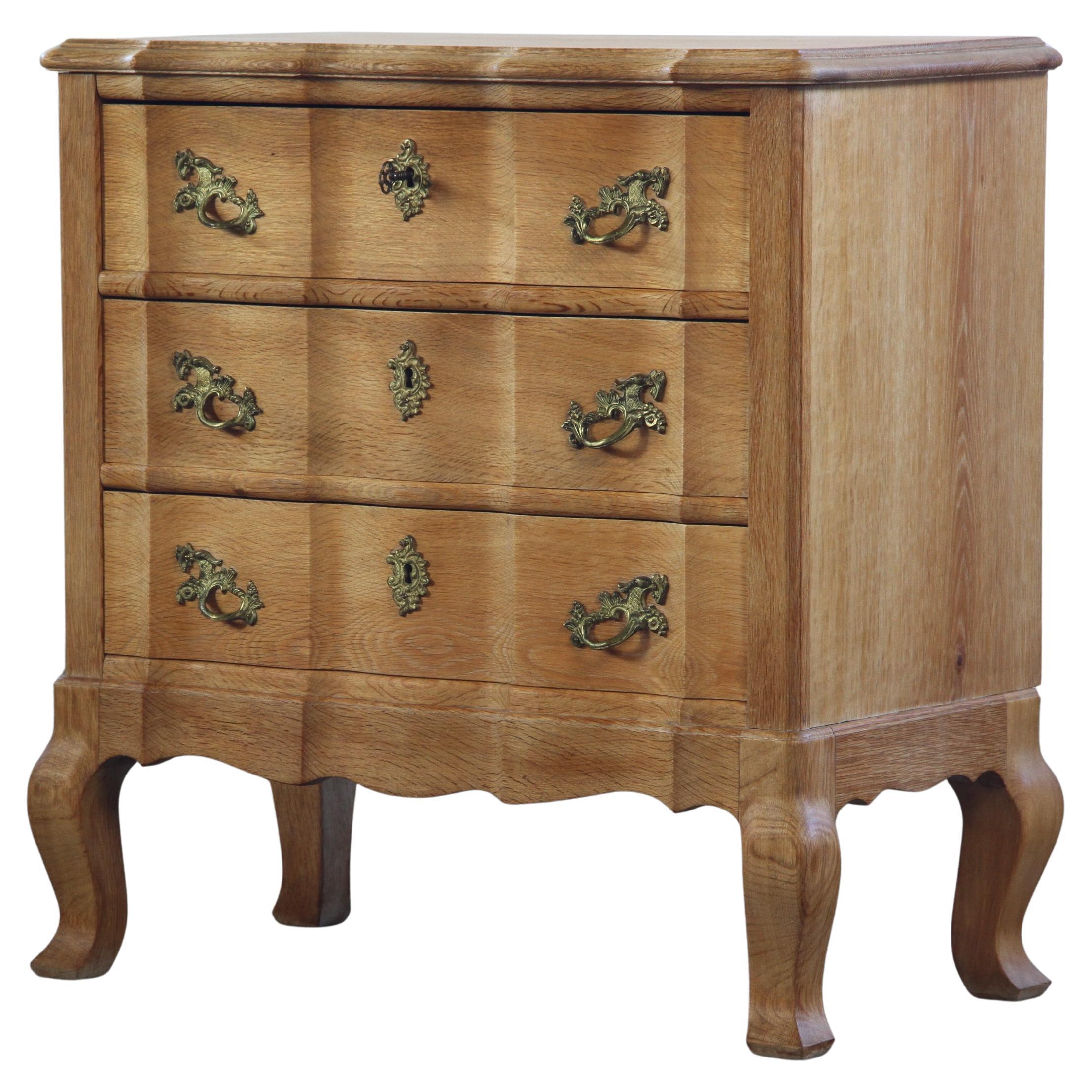 Vintage Mid-Century Danish Oak Baroque/Rococo style Commode