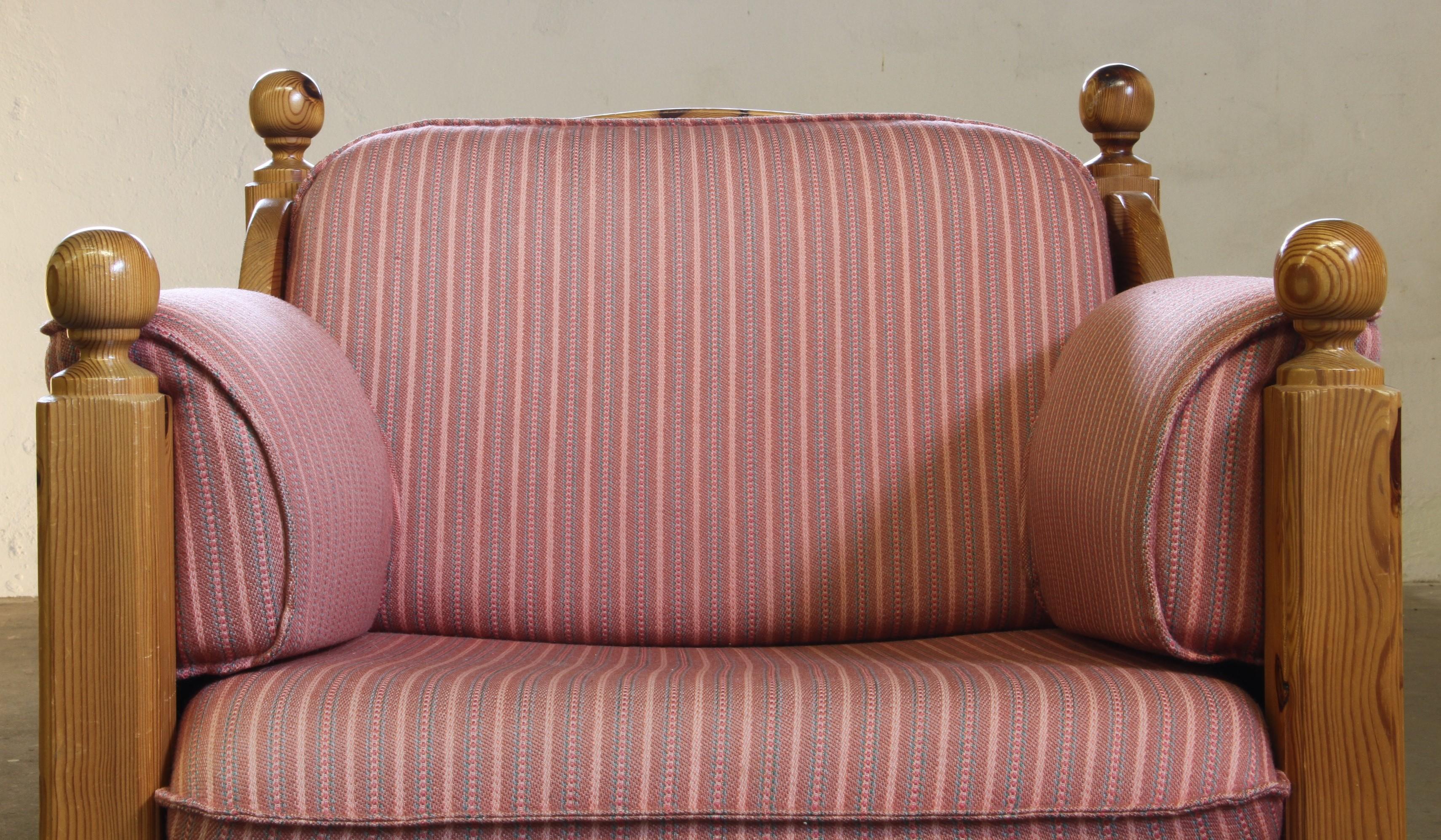 Vintage Mid-Century Danish Pine Lounge Chair, 1970er Jahre im Angebot 3