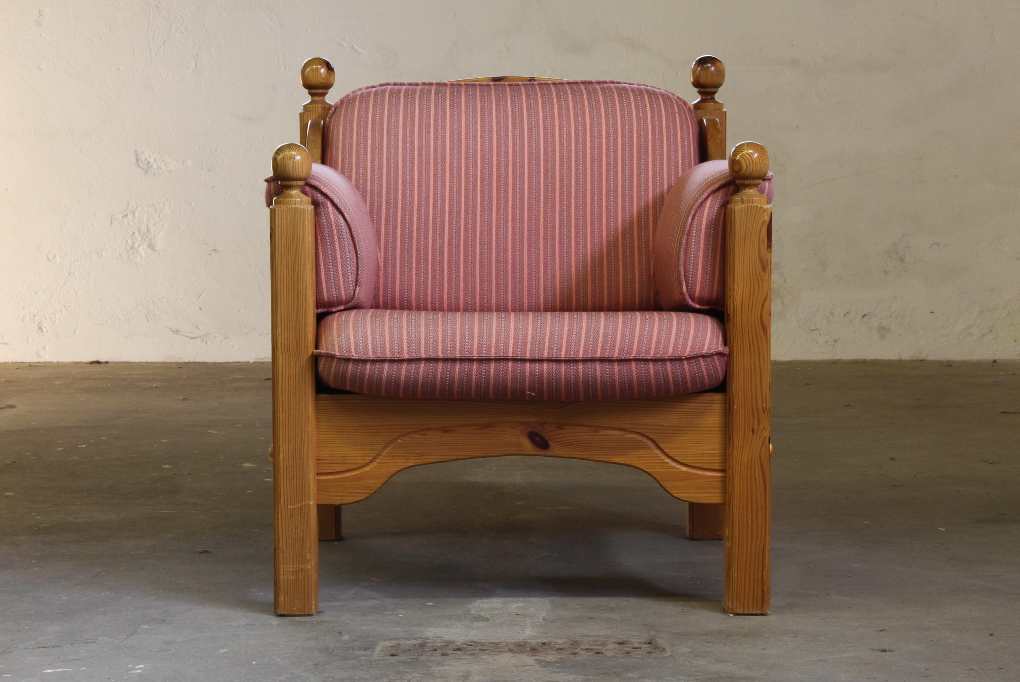 Vintage Mid-Century Danish Pine Lounge Chair, 1970er Jahre (Dänisch) im Angebot