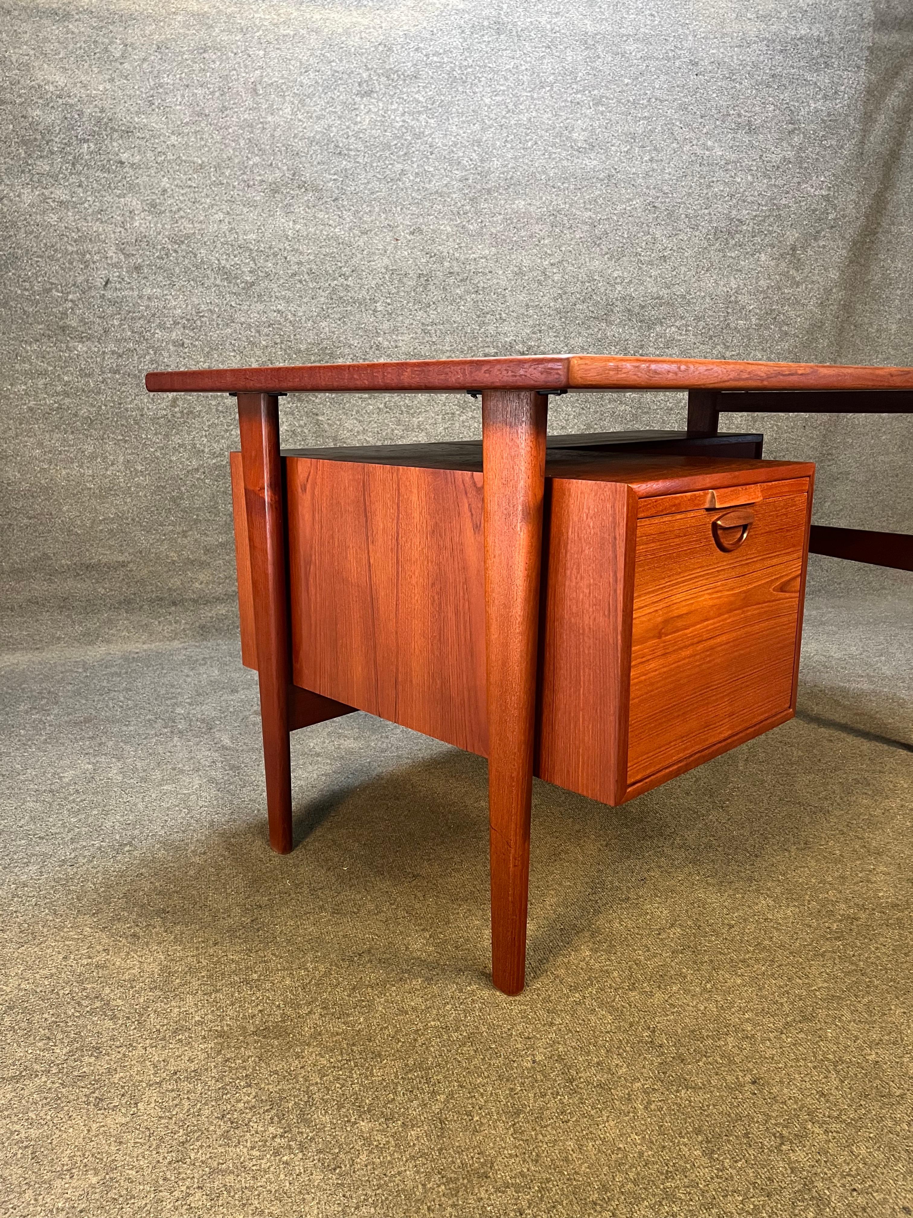 Vintage Mid Century Danish Teak Desk by Kai Kristiansen For Sale 1