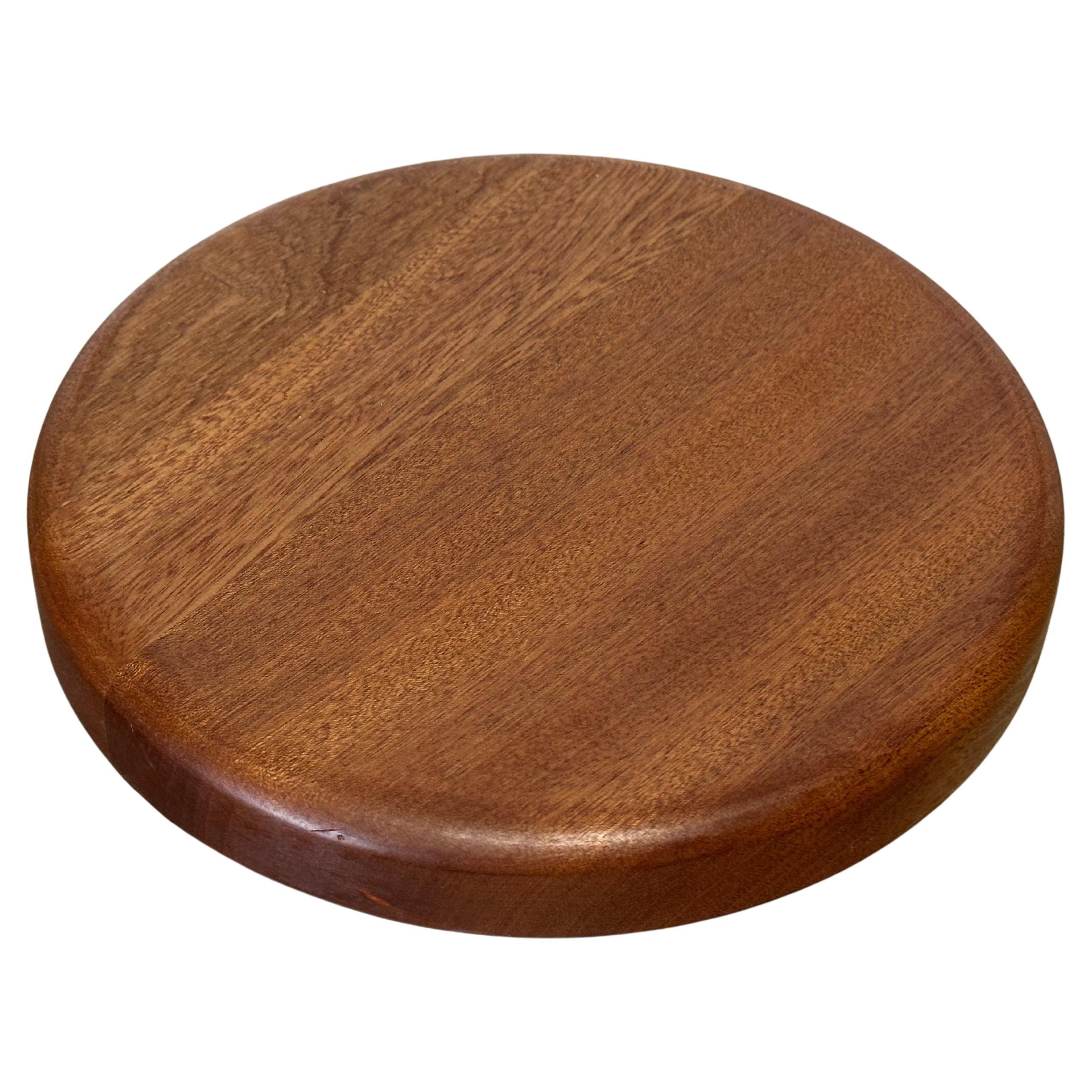 Vintage Mid-Century Danish Teak Round Divided Serving Tray Catch All In Good Condition For Sale In San Diego, CA