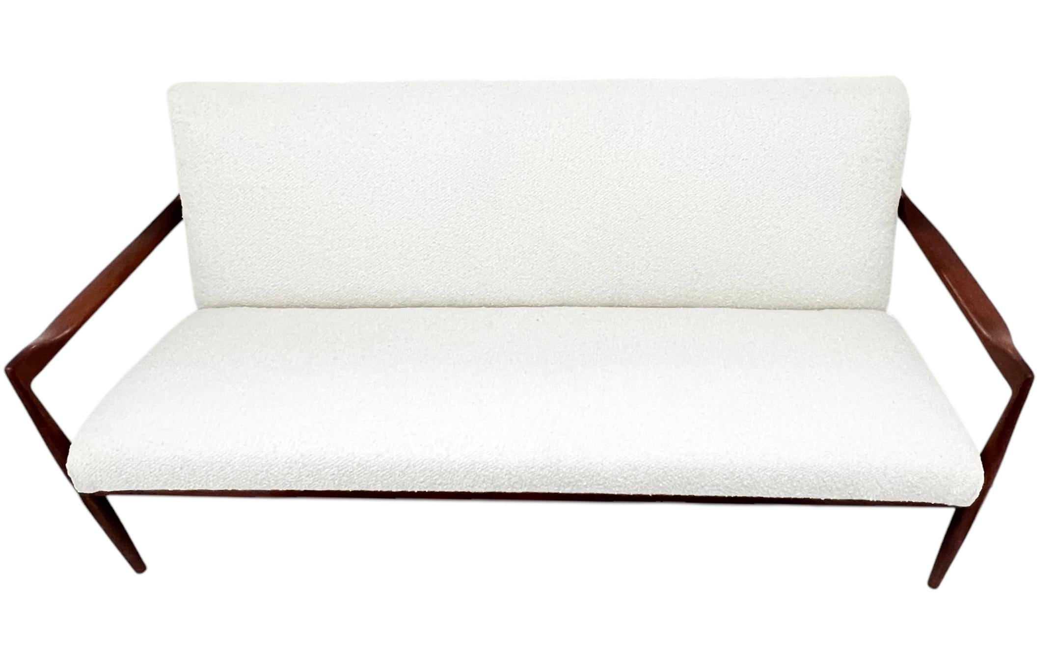 Hand-Crafted Vintage Mid-Century Danish Teakwood Sofa For Sale