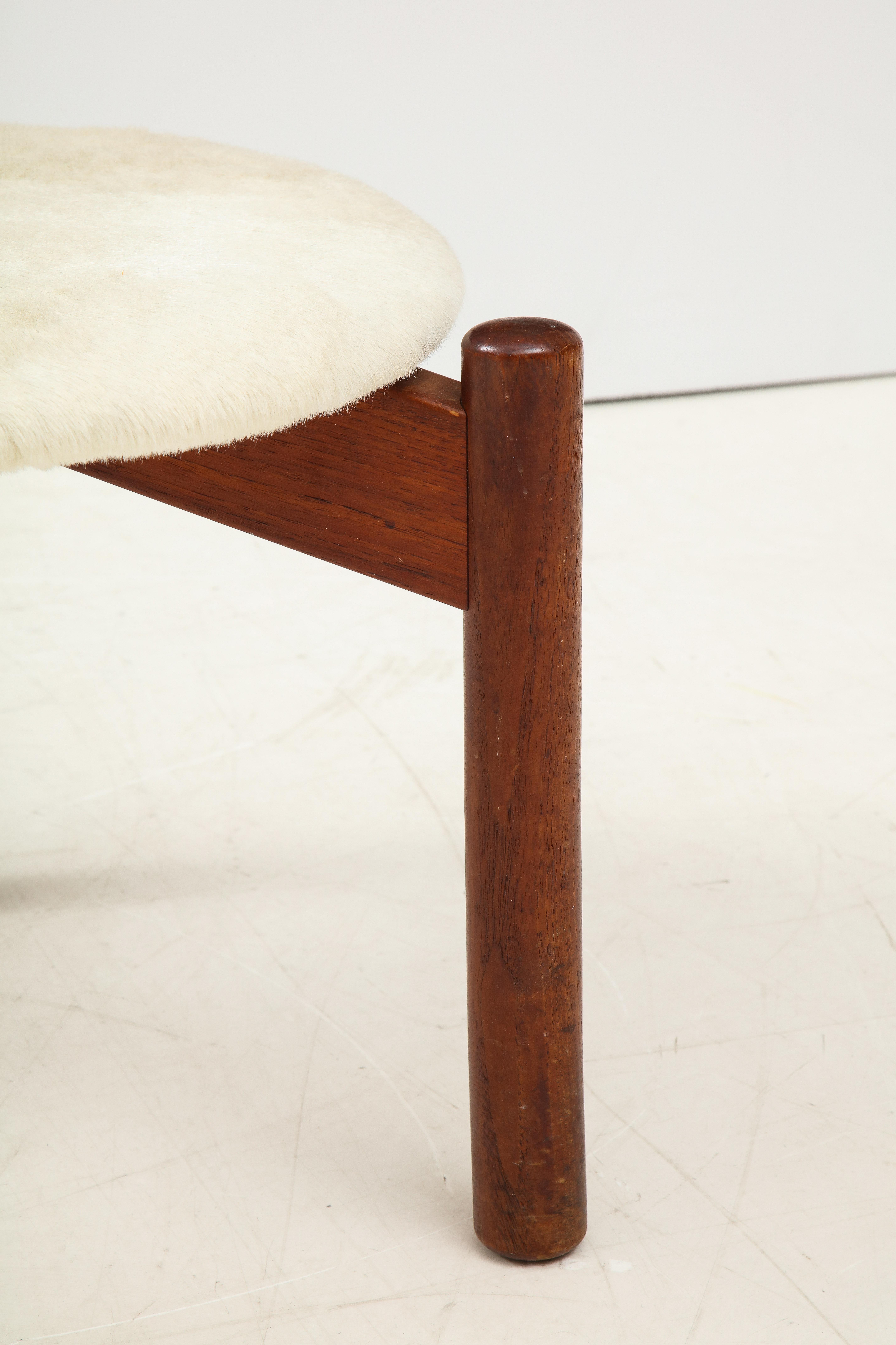 Vintage Mid-Century Danish Tripod Stool with Cow Hair For Sale 2