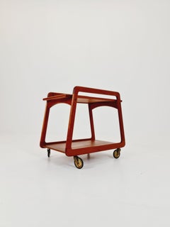 Carro danés vintage de mediados de siglo en teca maciza/carro de bar By SIKA Mobler , 1960