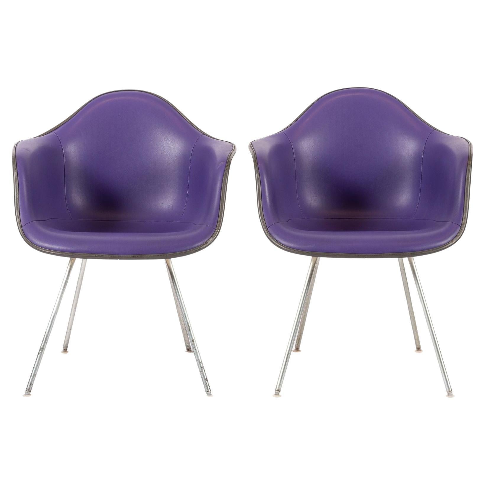 Vintage Mid Century DAX Purple Lounge Chairs by Eames for Herman Miller
