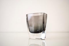 Vintage Midcentury Decorative Smoked Gray Glass Vase