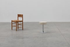 Vintage Mid-century design stool in chrome with white leather seat, 1970s