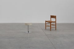 Vintage Mid-century design stool in chrome with white leather seat, 1970s