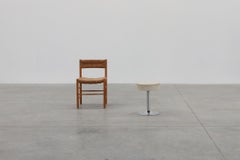 Vintage Mid-century design stool in chrome with white leather seat, 1970s