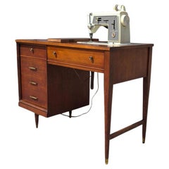 Vintage Mid Century Desk, Singer 600 Sewing Machine, MCM, Retro, Unique, Walnut