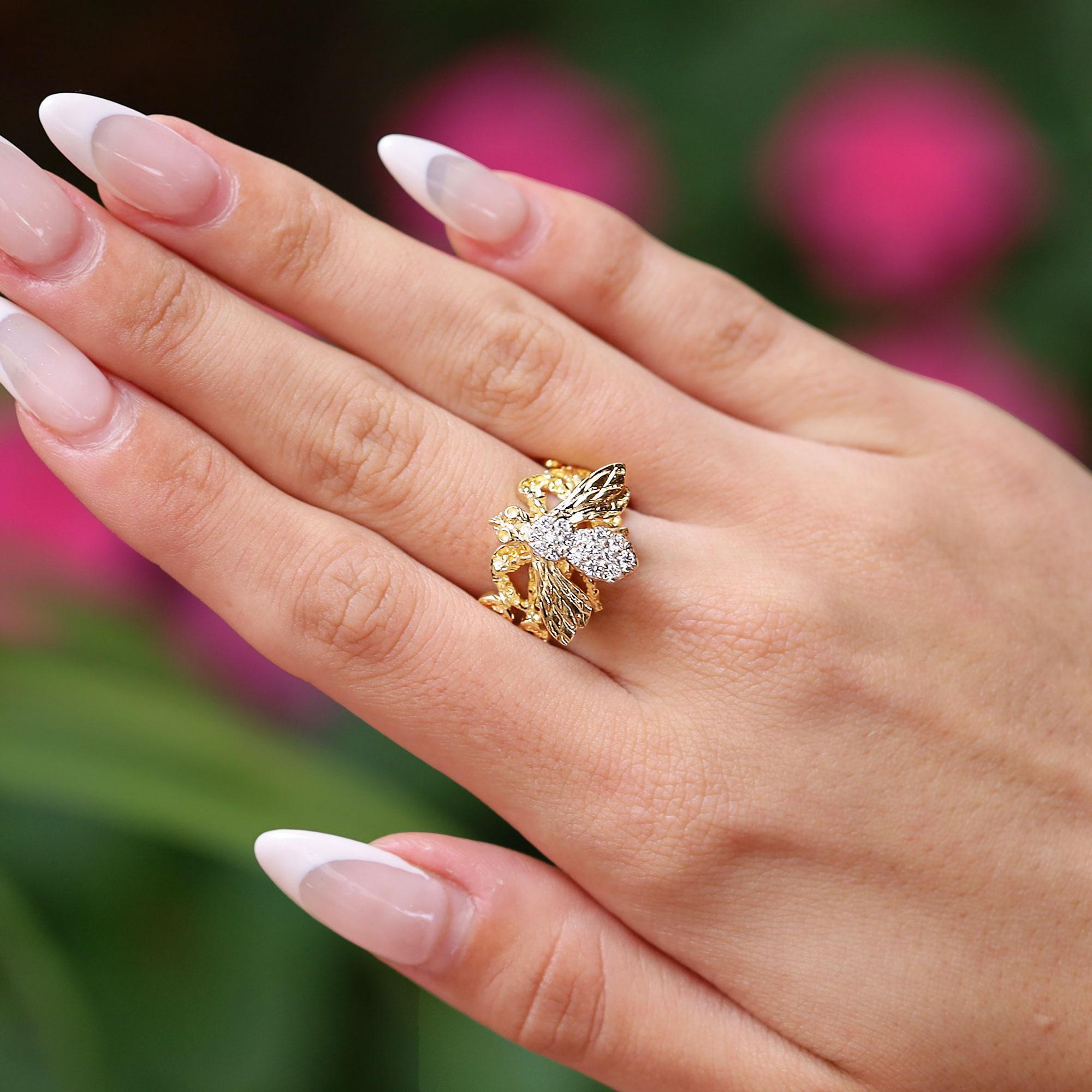 A flight of fancy for your finger, a lovely diamond vintage Bumble Bee ring. A perfect gift for her, your 
