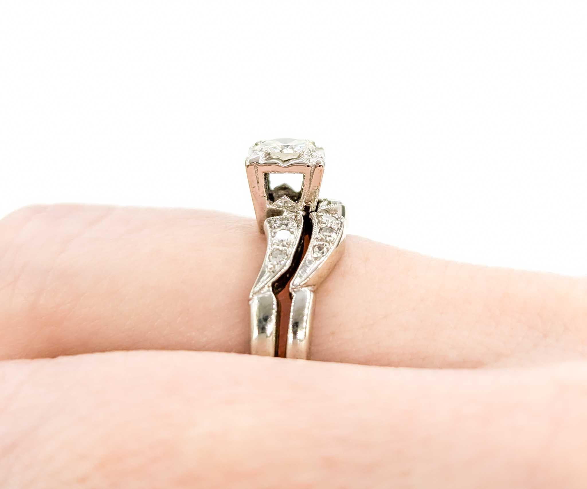 Vintage Mid Century Diamond Engagement Ring in White Gold For Sale 5