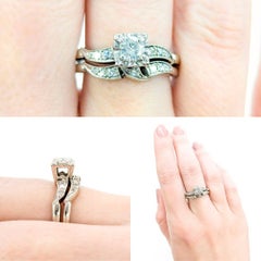 Anello di fidanzamento vintage con diamante di metà secolo in oro bianco