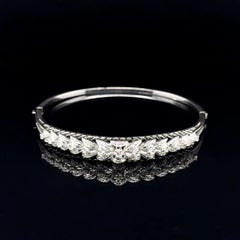 Vintage Mid Century Diamond Gold Bangle Bracelet Estate Fine Jewelry