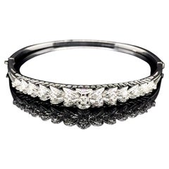 Vintage Mid Century Diamond Gold Bangle Bracelet Estate Fine Jewelry