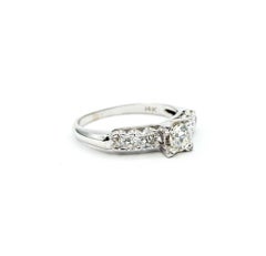Anello vintage con diamante di metà secolo in oro bianco 14 ct.